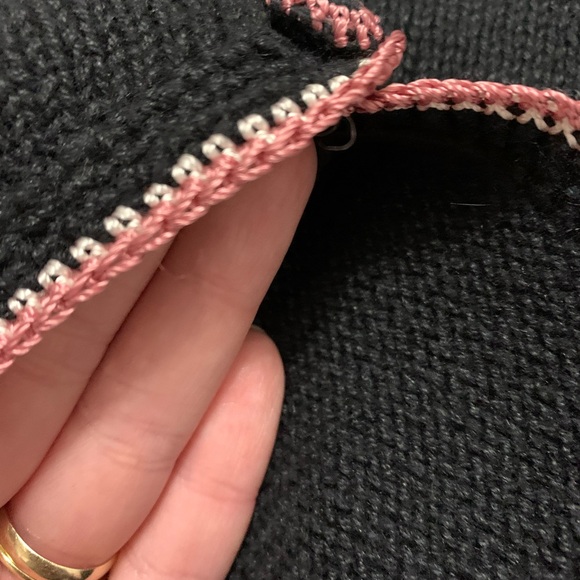 Tiara Black Floral Embroidered Cardigan Grandmacore Sweet Cute Medium - Picture 5 of 6